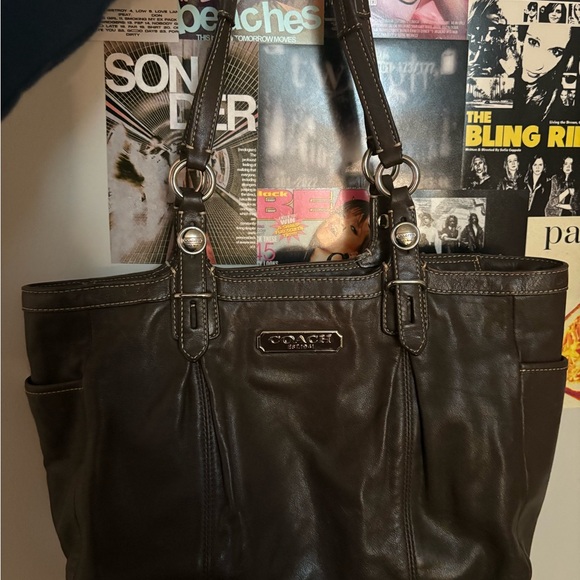 Coach Handbags - Coach Dark Brown Leather Tote